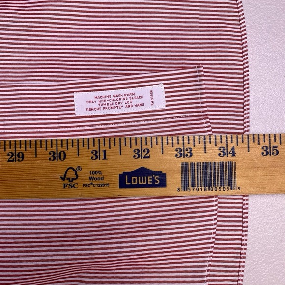 Brooks Brothers 346 Shirt 17.5 6 7 Mens L/S Button Down Red Striped VGUC - Picture 5 of 8